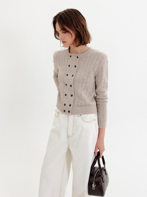 샤샤 더블 버튼 가디건_베이지 / SHASHA DOUBLE BUTTON CARDIGAN_BEIGE