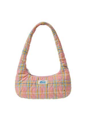 HEART QUILTED SHOULDER BAG-PEACH