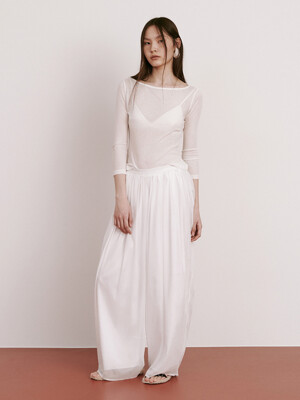 Moon Jar - Shaped Chiffon Pants_White