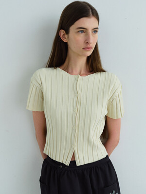 rib line half cardigan (ivory)