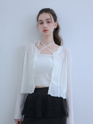 linen skashi cardigan-ivory