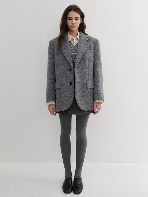 던스트 UNISEX ALPACA BLAZER COAT MELANGE GREY_UDJA6D123G2