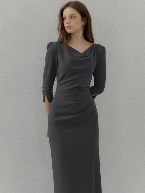 플로움 Classic Low Drape Dress_3Color