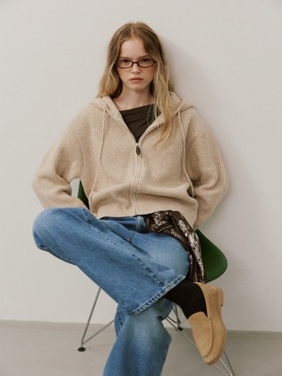 CLOUD KNIT HOOD ZIP-UP_2color