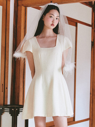 가니송]Bridal Waltz Mini Dress_white
