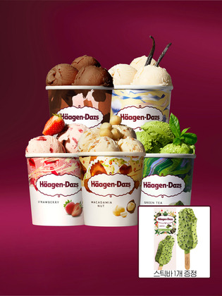 [W컨셉] 하겐다즈 파인트 5개 + 스틱바 1개 증정 (38,150원/무료)