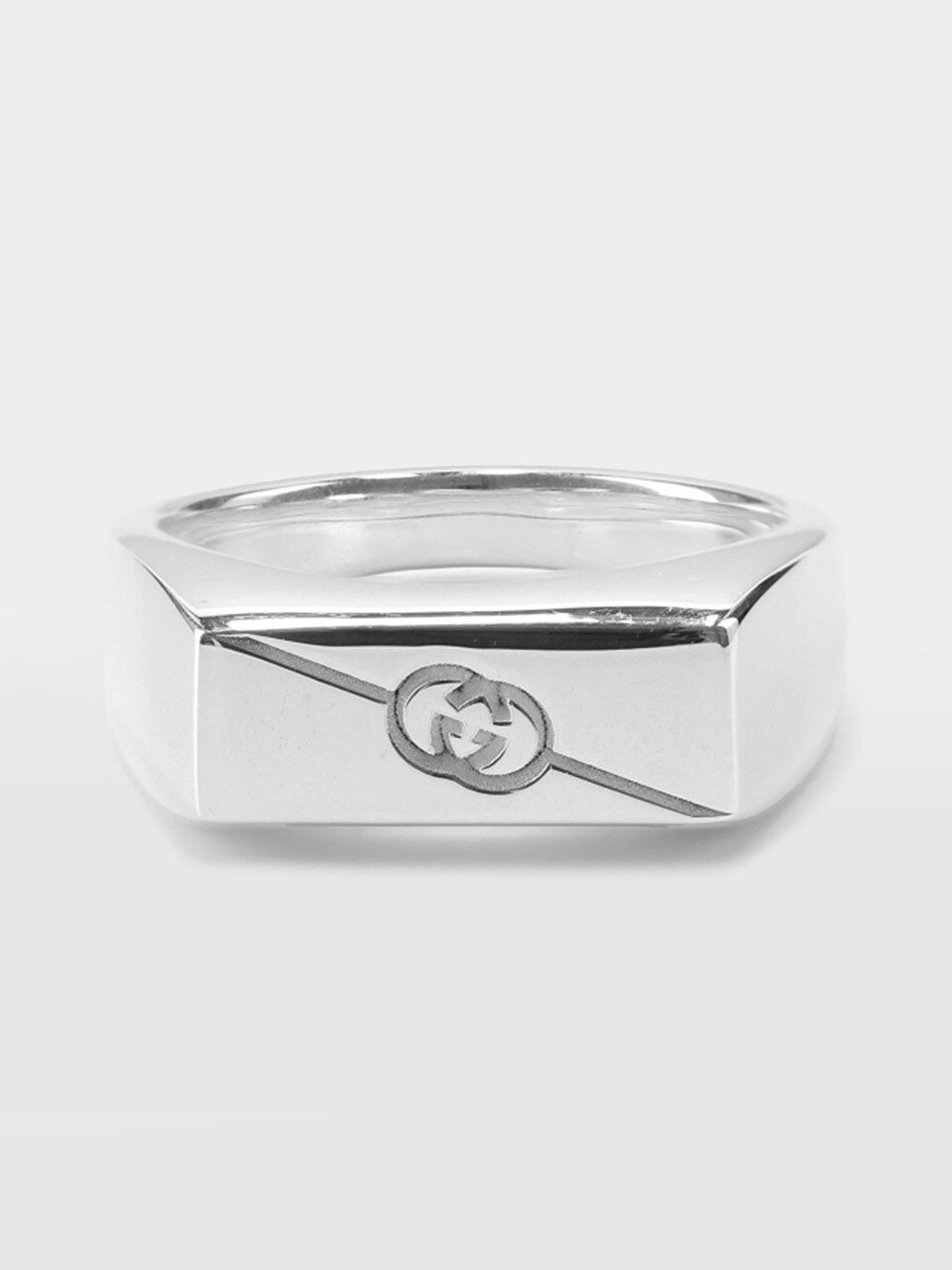 Gucci диагональный переплёт G 7мм серебро кольцо 774038 J8400 8106