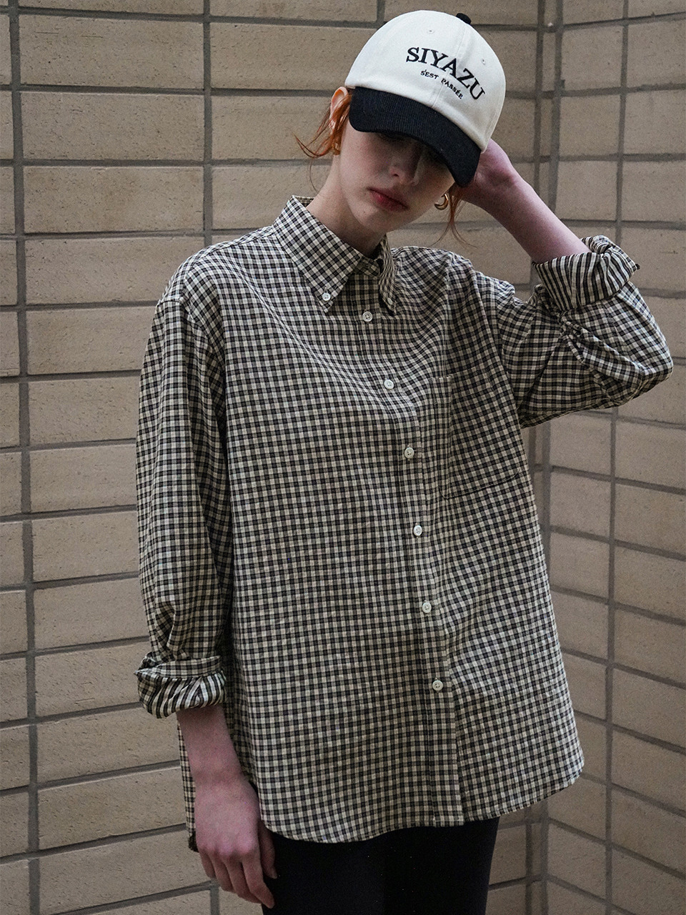 Свободная классическая рубашка в клетку SITP5176_Black check