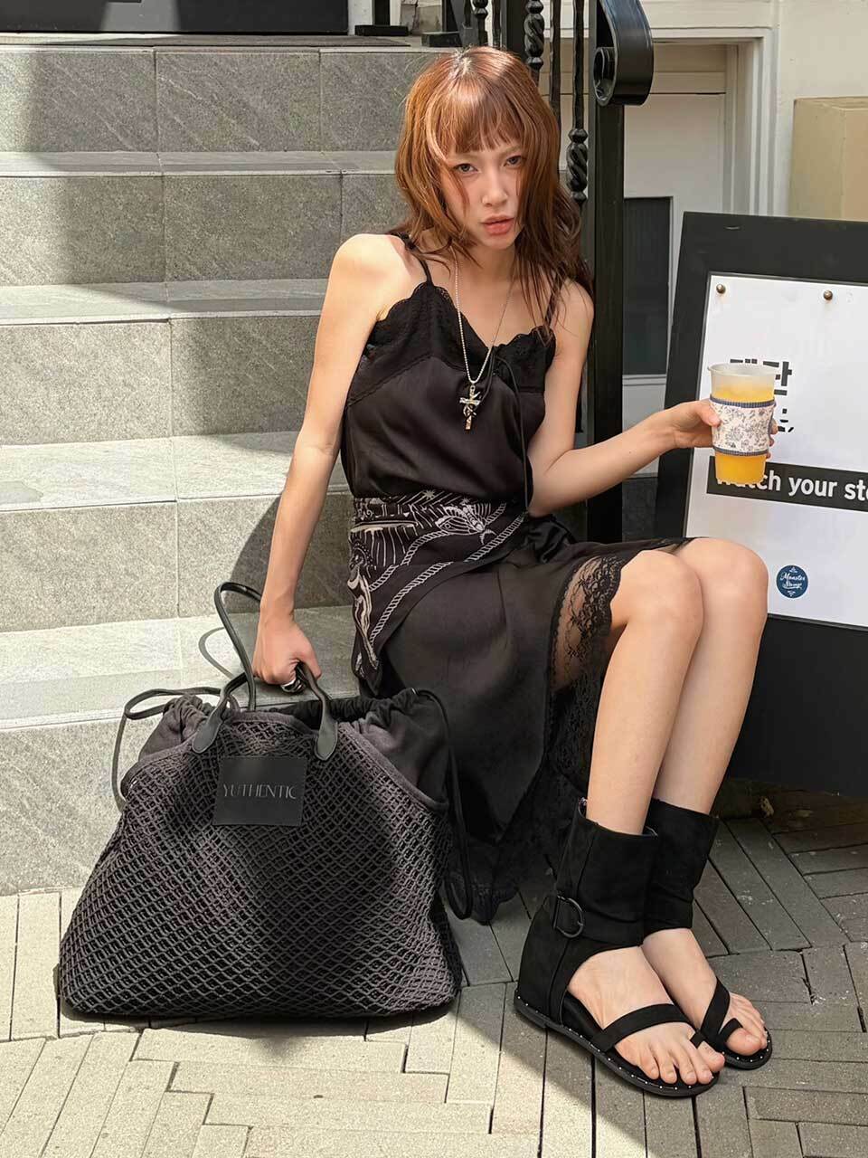 Mesh canvas big Сумка черный AX5XX20010