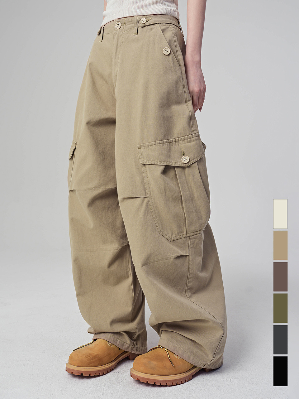 Enter Wide Cargo Cotton Pants - 6COL
