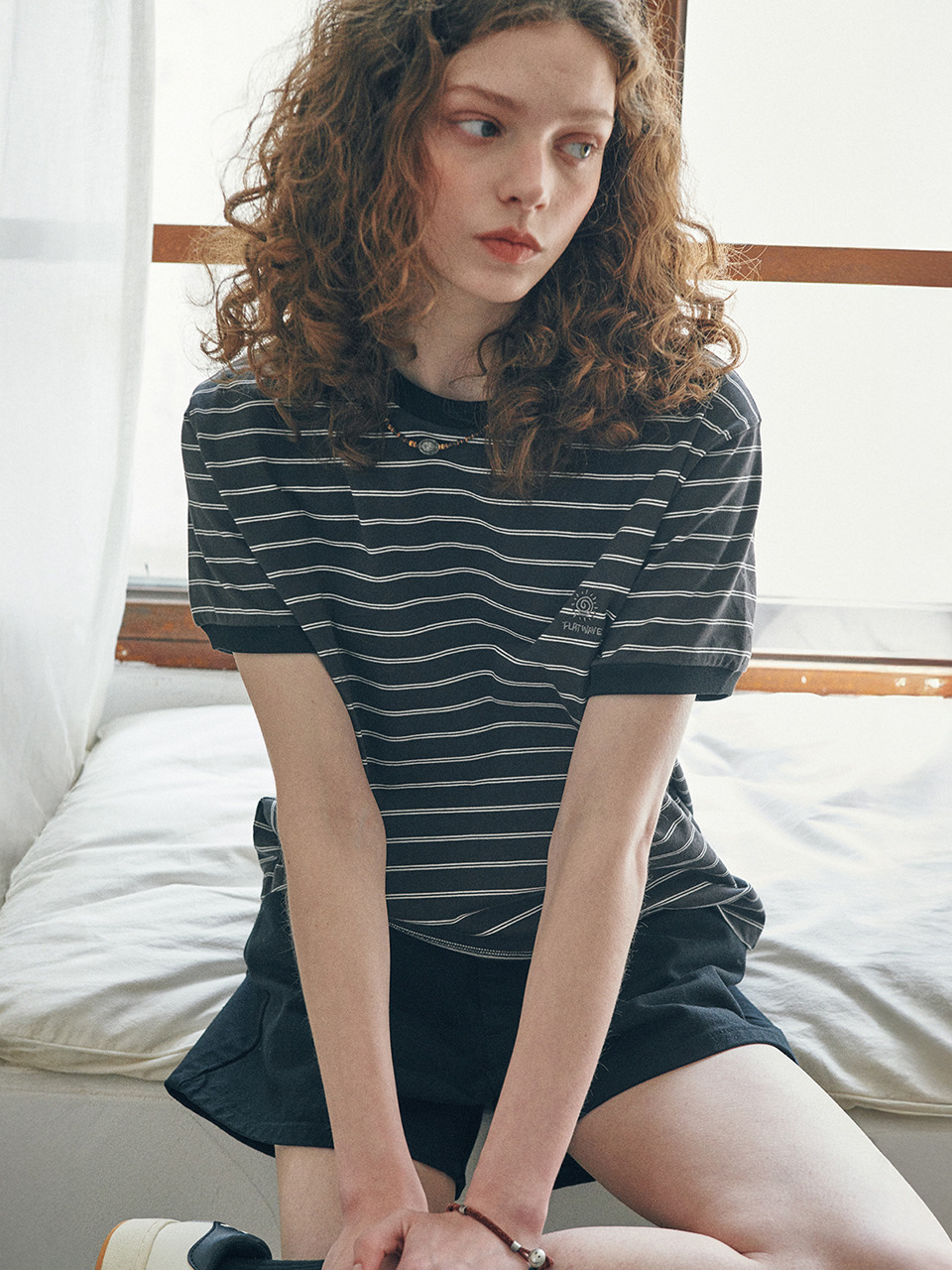 Loma Stripe Ringer T-Shirts Charcoal