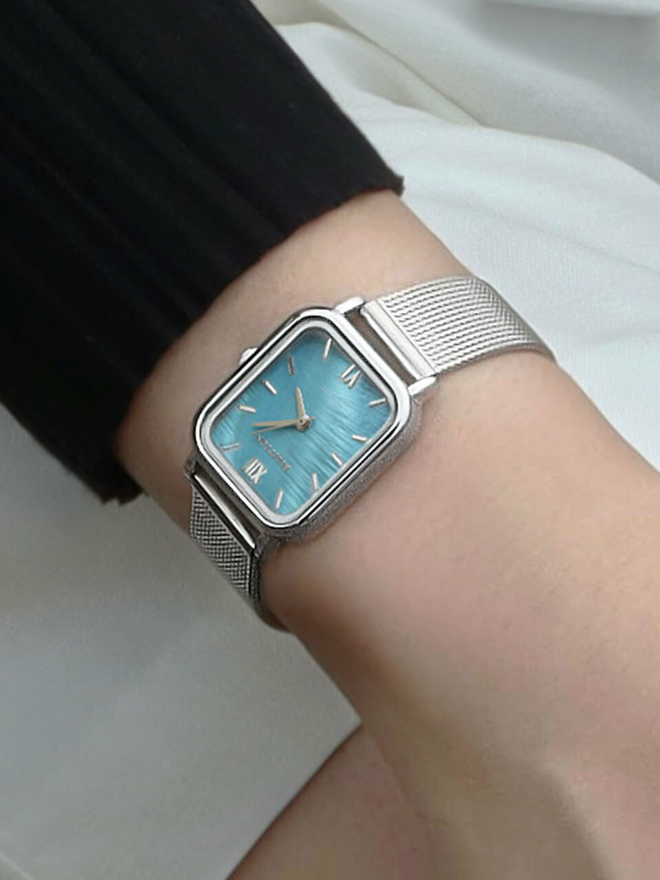 Женские часы-сетка Rumton Harbour Blue Silver с синим перламутром