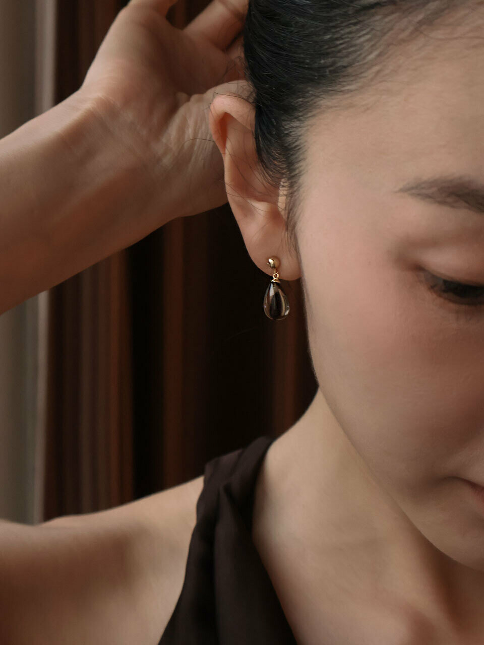 Amour. Smoky Quartz Drop Earring