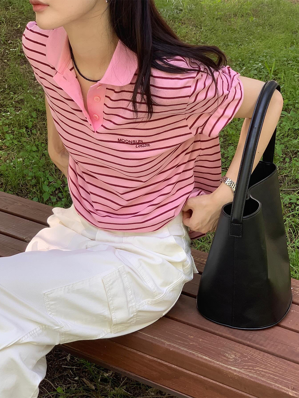 MJ S2 01 M.C UNISEX, Stripe PK Half рубашка / Pink