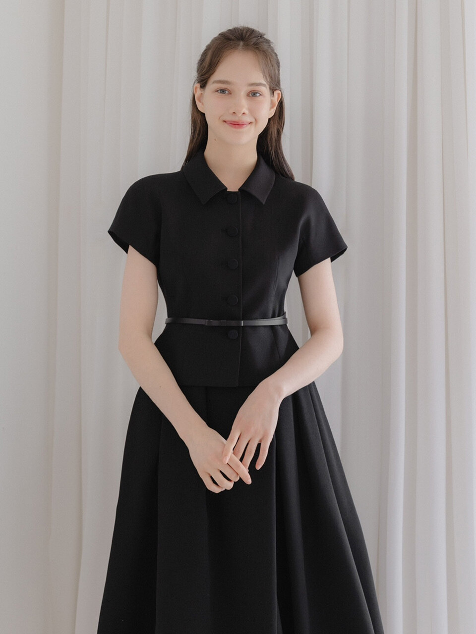 Жакет Cap-sleeve Jacket с ремнем / Black (2 цвета)