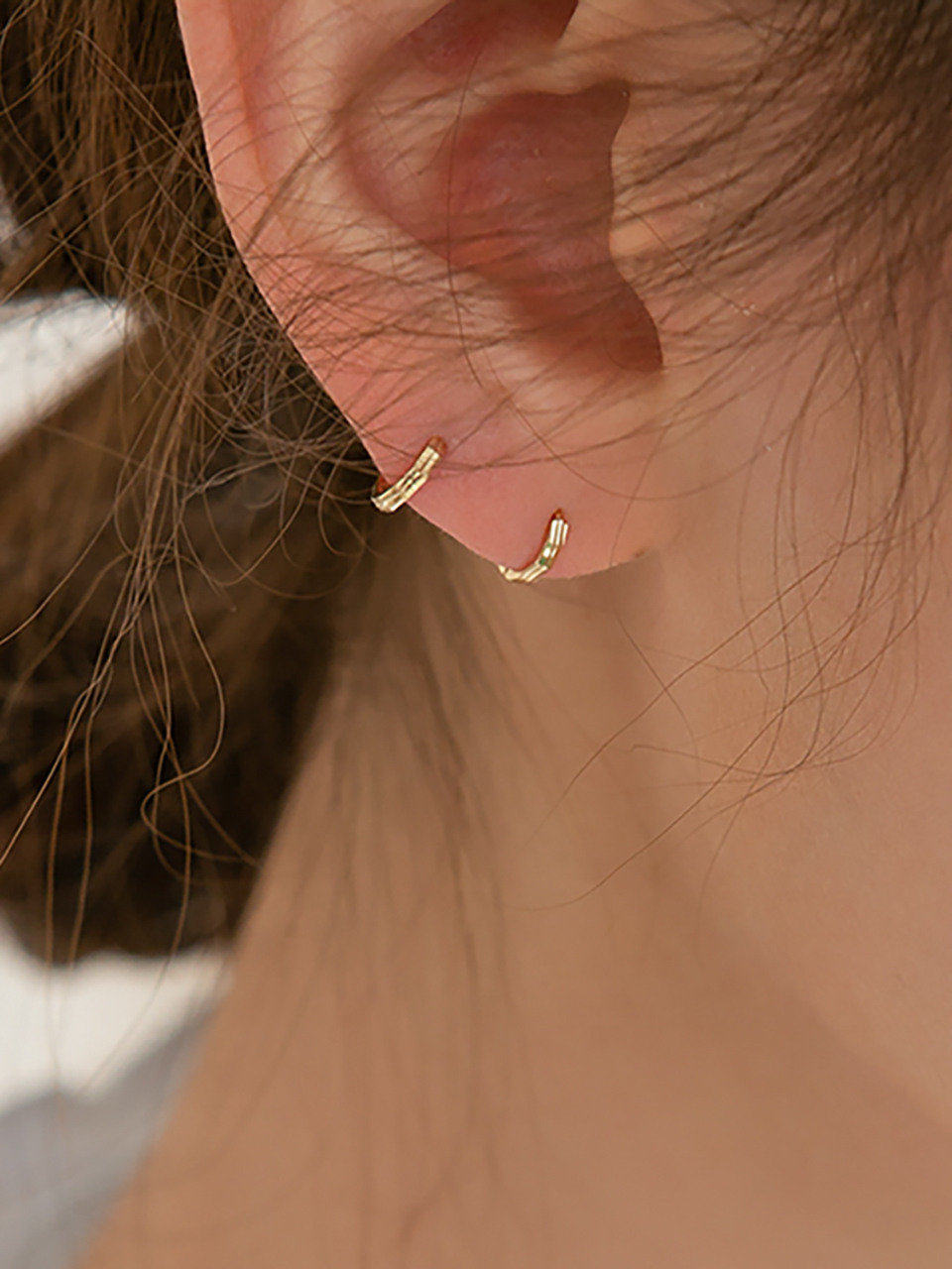 14k серьги-кольца с огранкой мини (14k Gold) #ER03