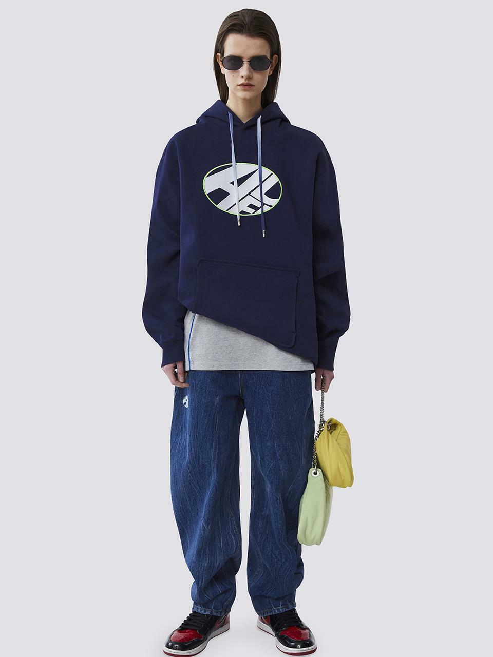 ★22SS★【ADERERROR】★Distort logo hoodie★フーディ★ 아더에러]Distort logo hoodie Navy
