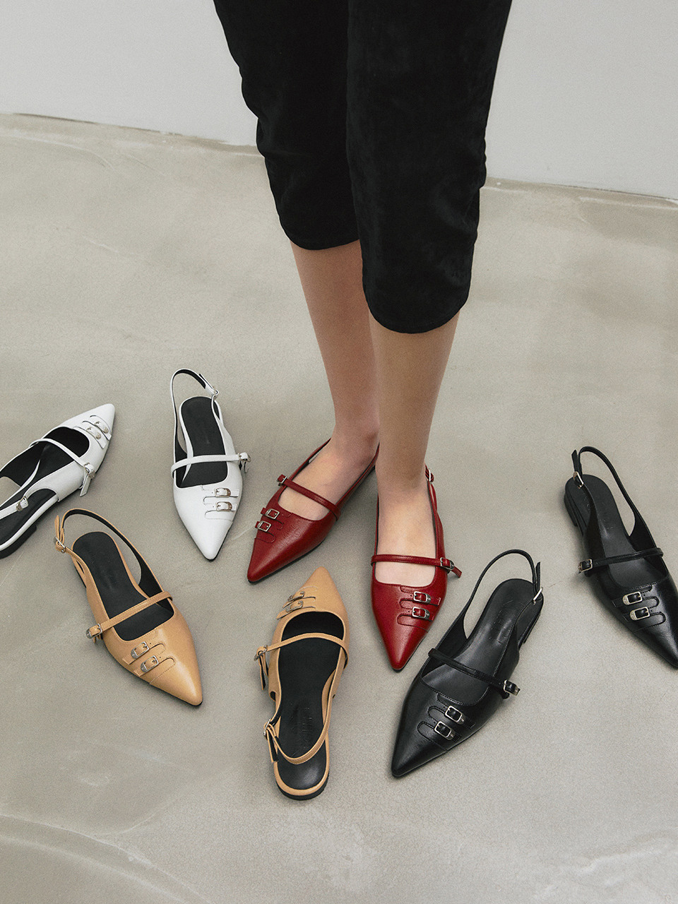 Слингбэки Cindy Low на плоской подошве, 5colors