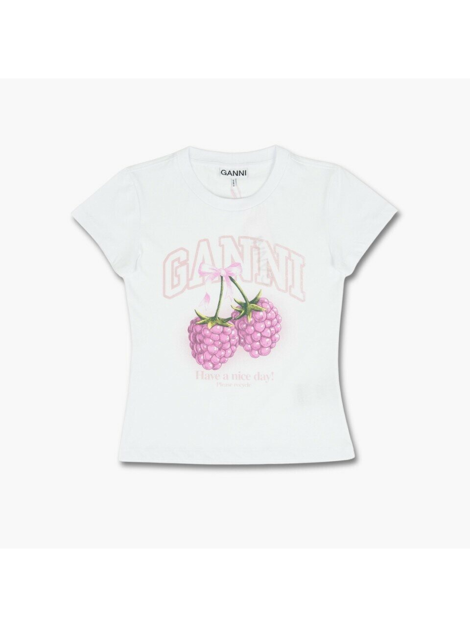 [GANNI] 26SS футболка Raspberry Baby Fit White A1050185 151