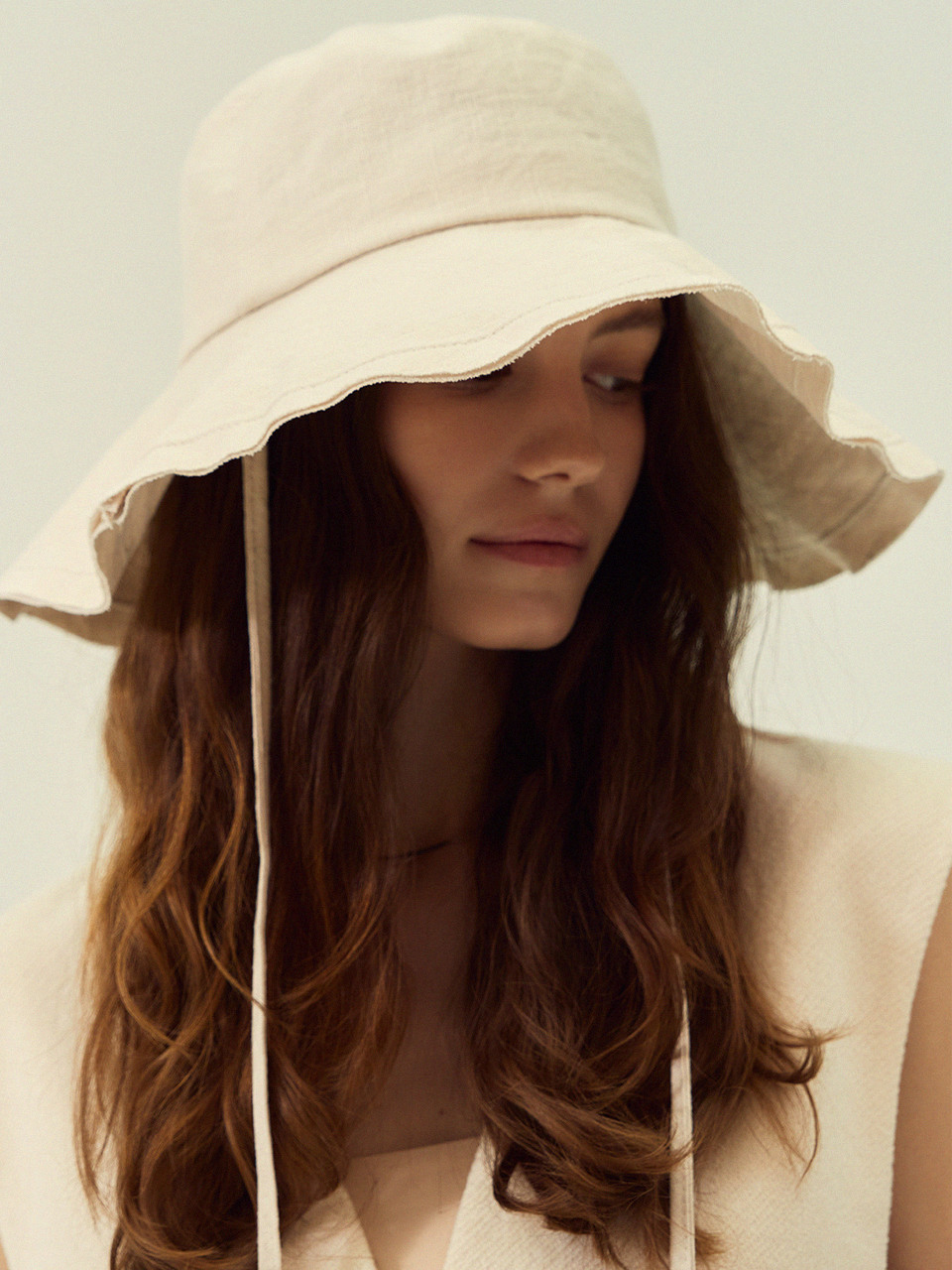 Linen wide strap bucket hat_4color