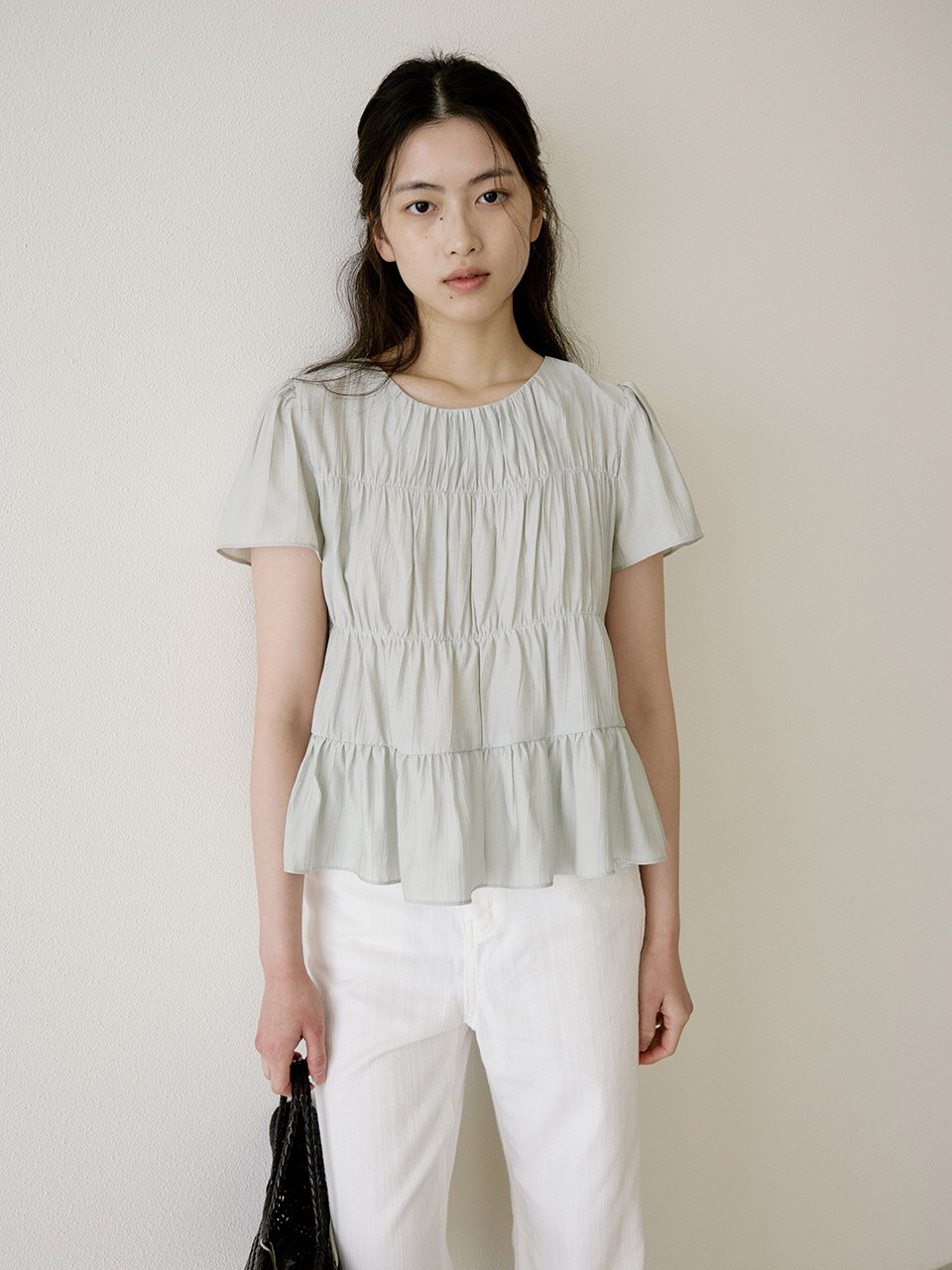 Wrinkle Shirring Blouse (3color)