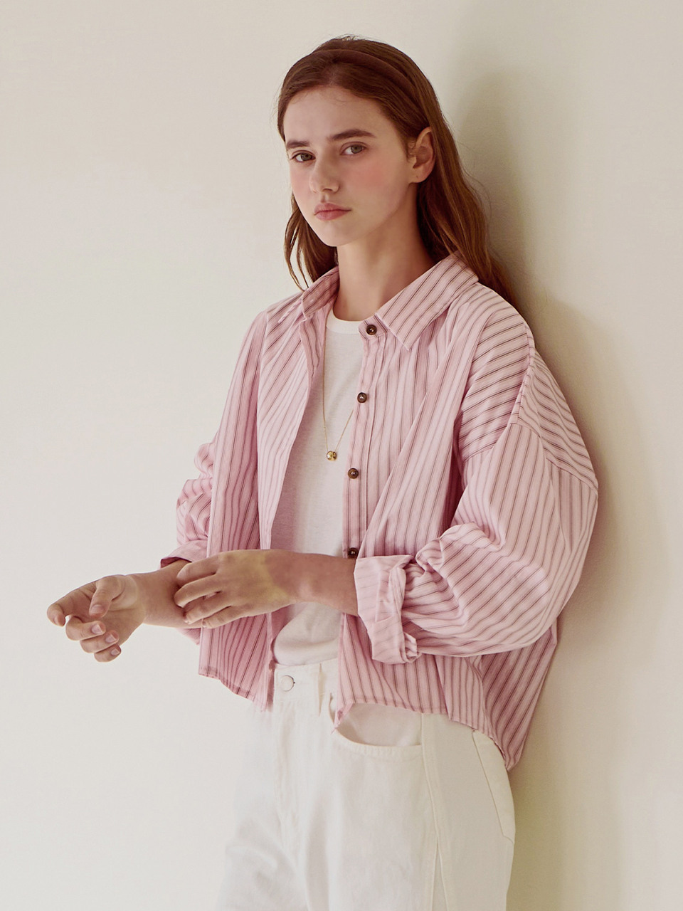 Кроп-рубашка Stripe crop basic shirt_4 Colors