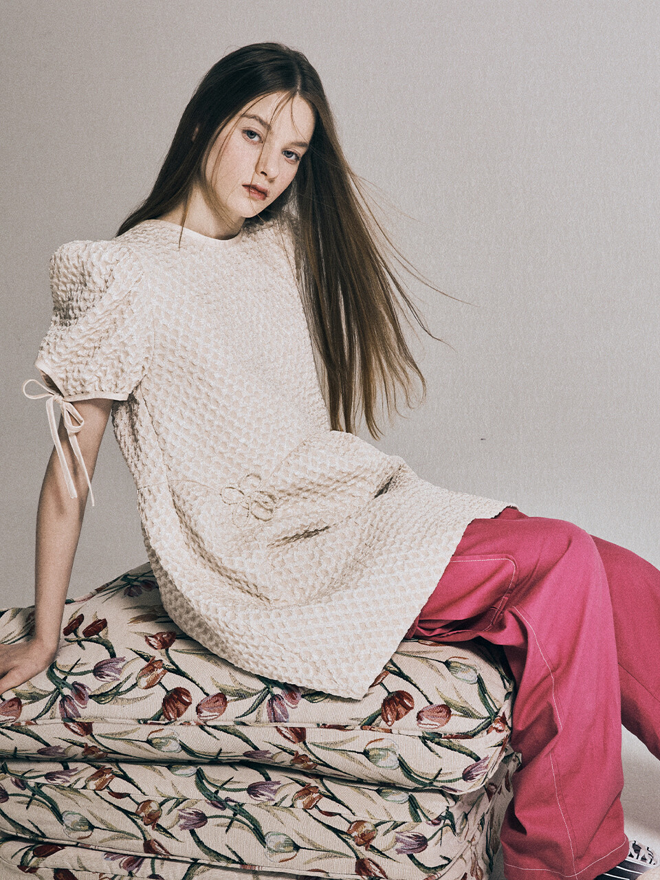 ★関税込★Margarin Fingers★PETAL PUFF DRESS★ワンピース★ 마가린 핑거스]PETAL PUFF DRESS (LIGHT BEIGE)