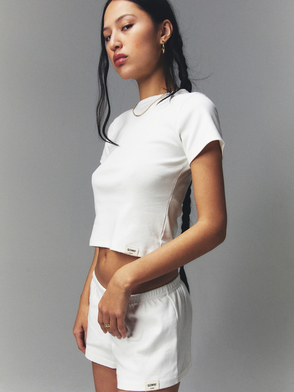 ★GLOWNY★CRYING BABY TEE (WHITE)★正規品/韓国直送料込/人気 글로니]G BABY TEE(WHITE)