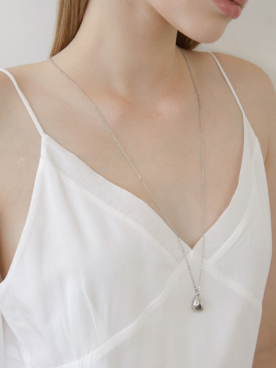 pebble pendant necklace (N041 silver)