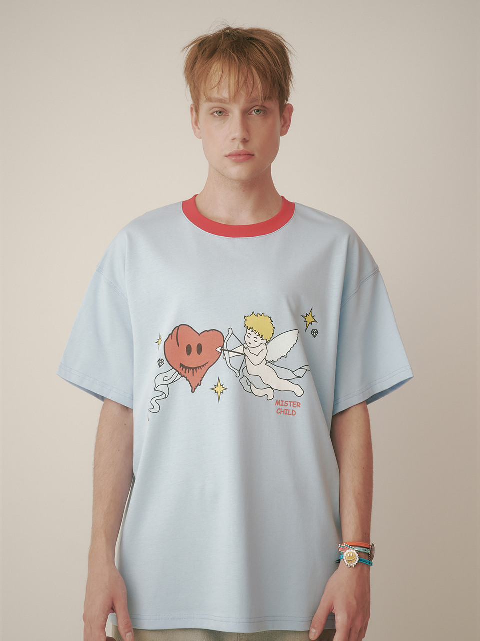 ANGEL HEART T-SHIRTS SKY BLUE RED