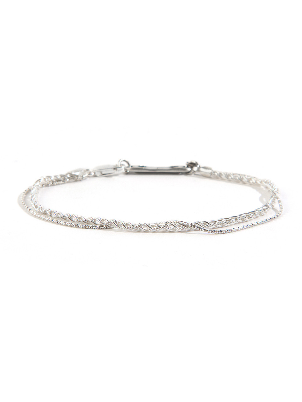 SEWN SWEN SILVER DOUBLE LAYERED TWIST KINK CHAIN BRACELET
