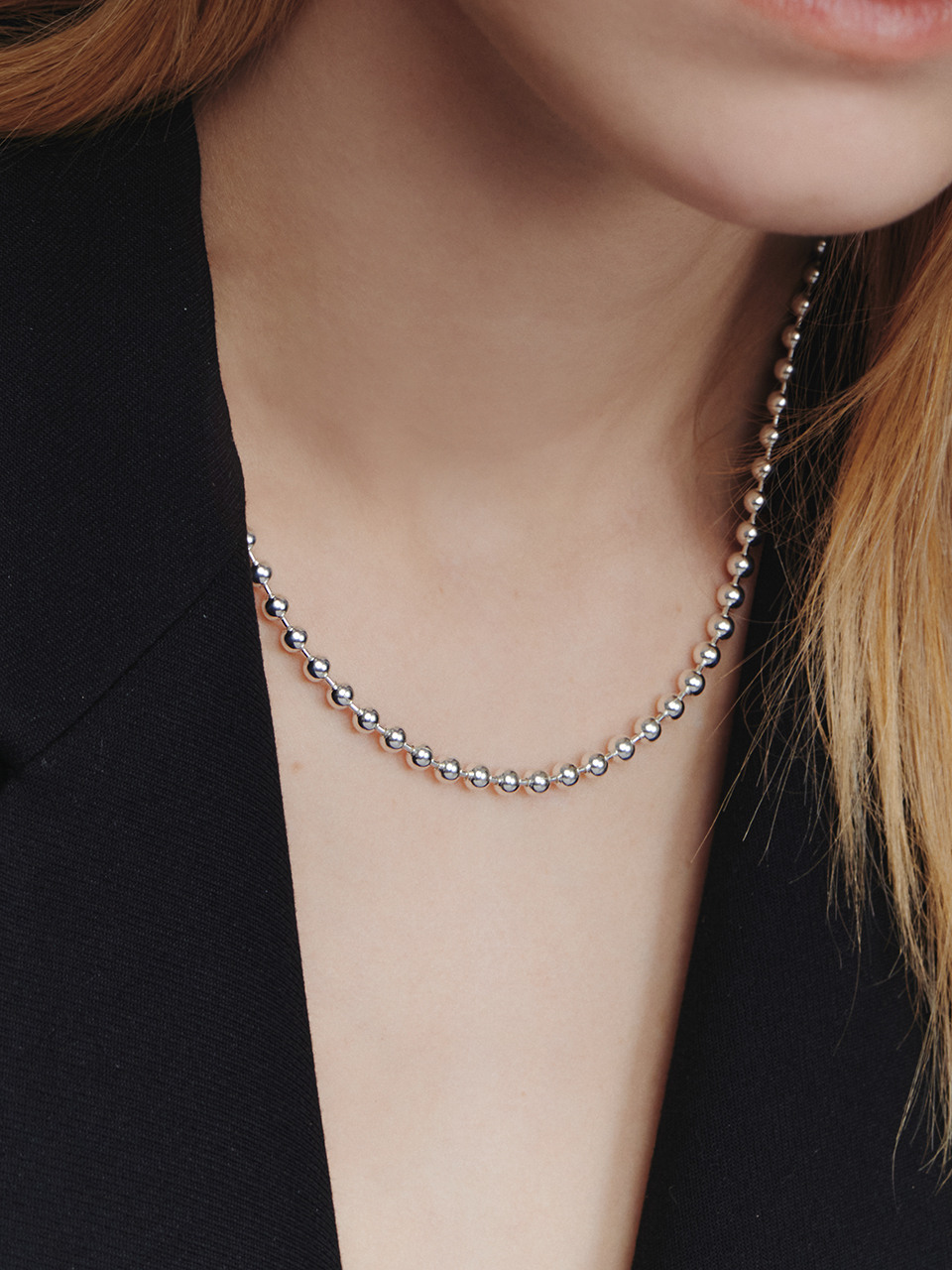 Серебряное колье-цепочка из шариков 925 (4mm) #LSN41