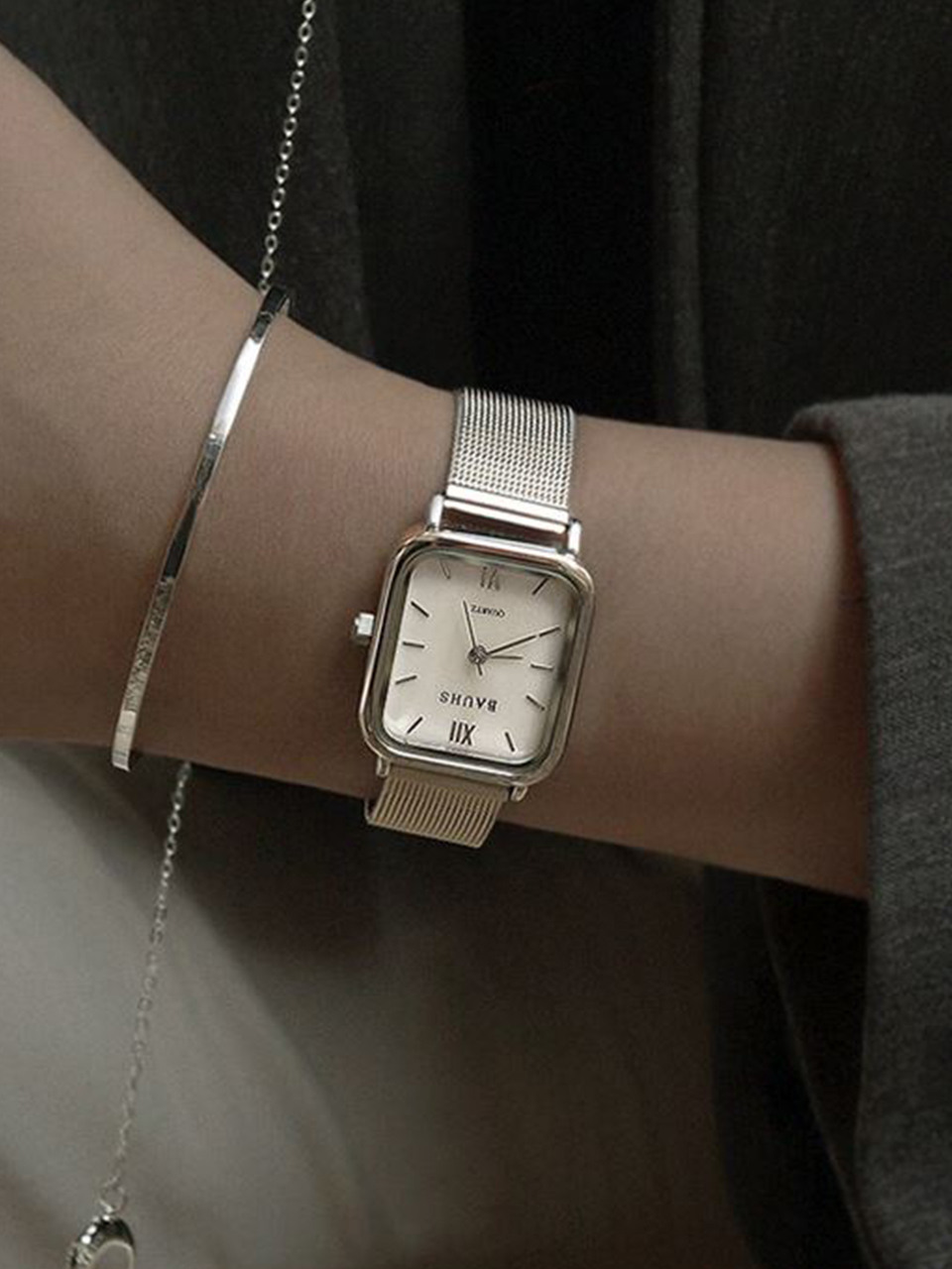 Женские наручные часы с перламутром Harbour Silver на меш-браслете