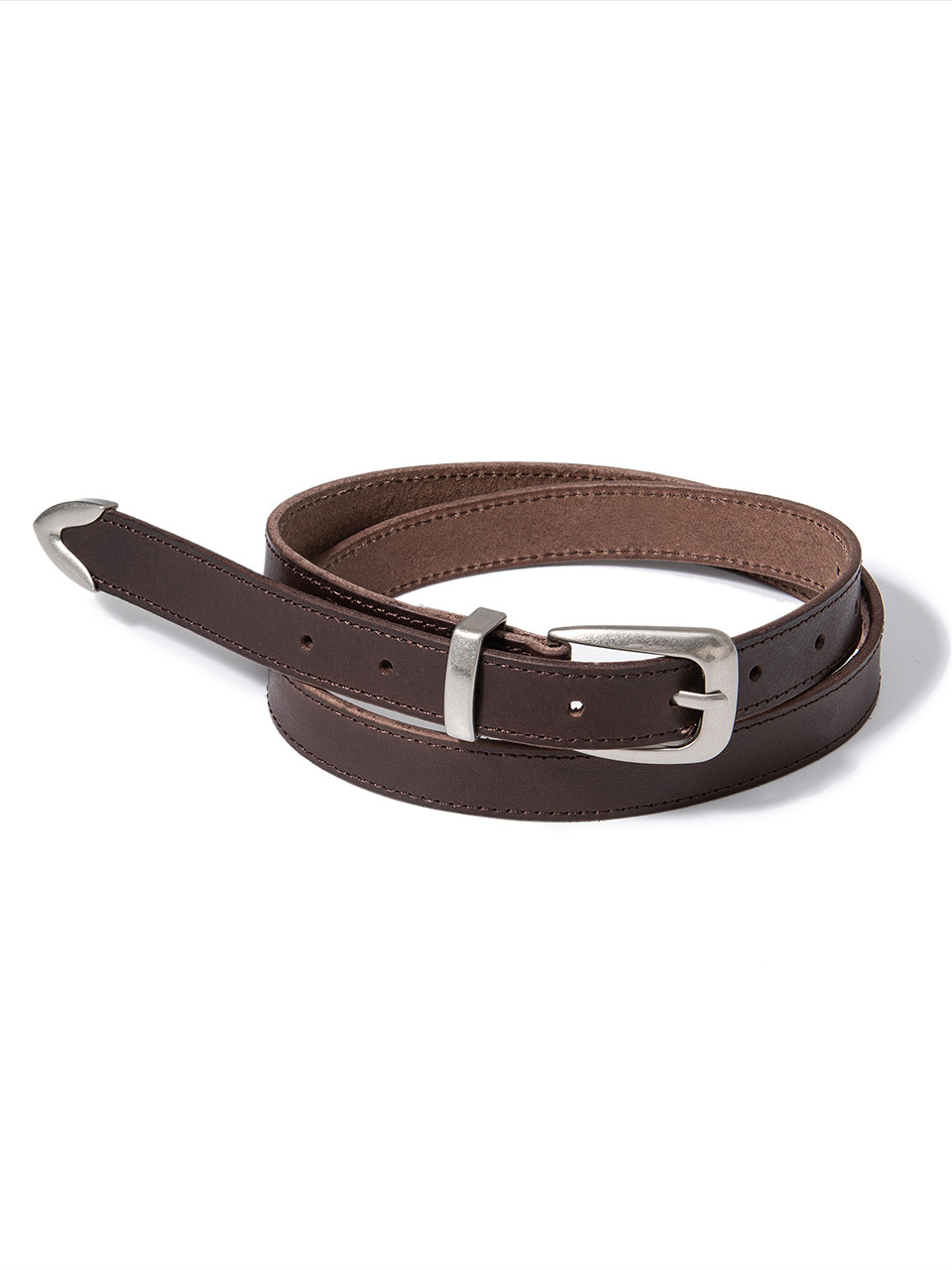 (M) western edge cowhide leather ремень (T025 brown)