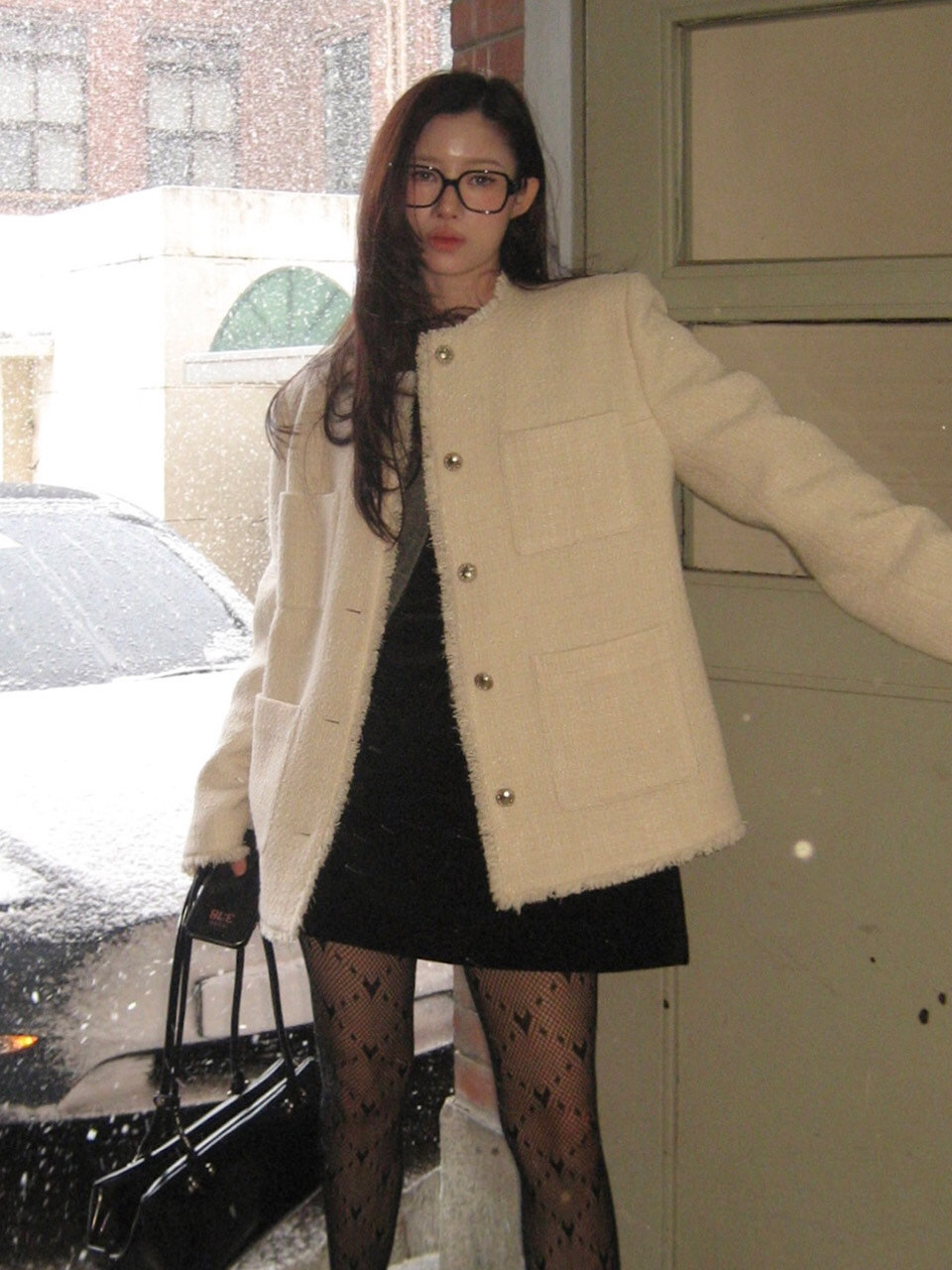 【LOEUVRE】 Oversized tweed jacket 2色 ★送料関税込み★ ルエブル LOEUVRE Oversized tweed jacket - 00 （CREAM