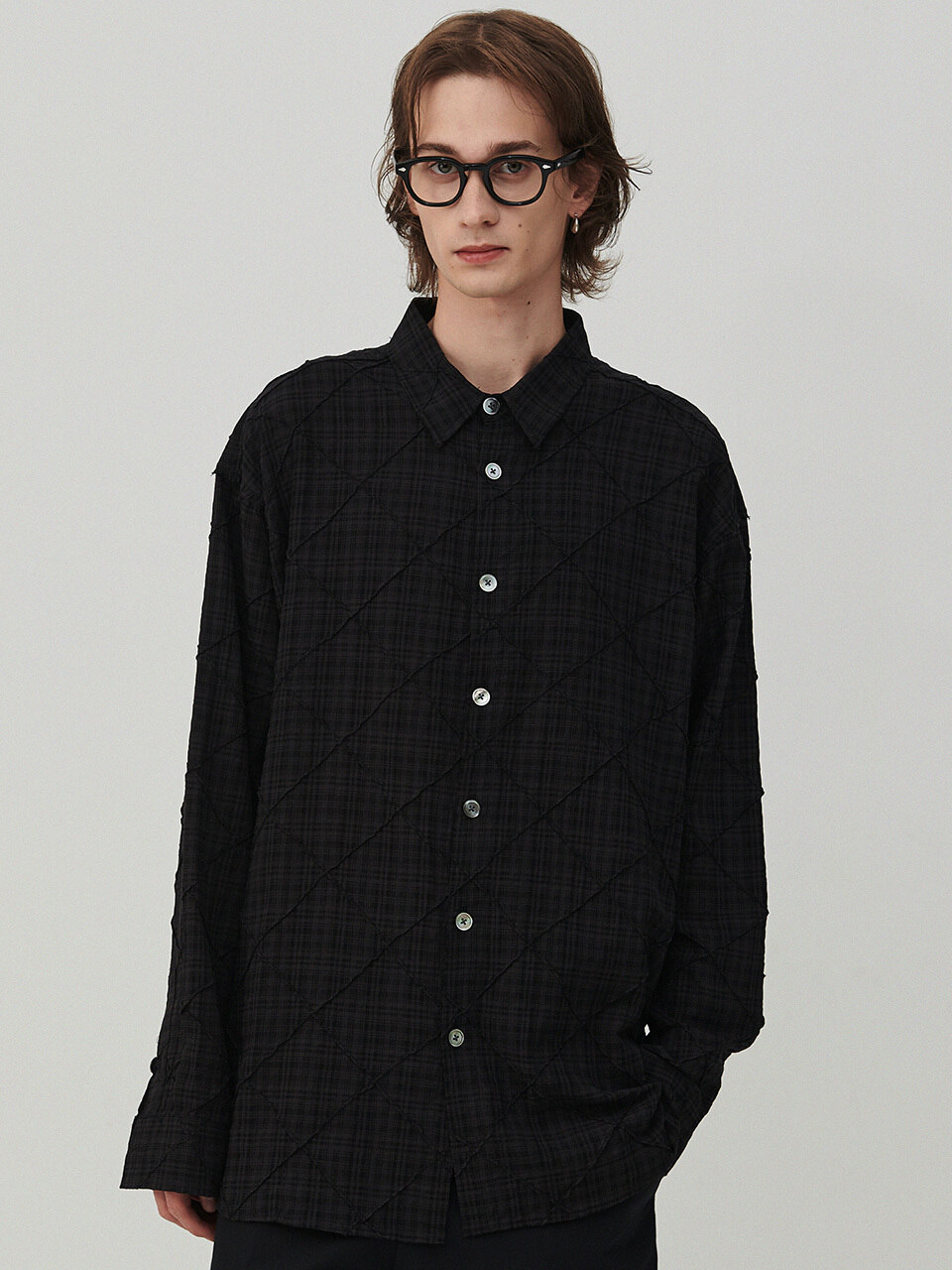 Рубашка в клетку со стежками Artisan, Charcoal Gray