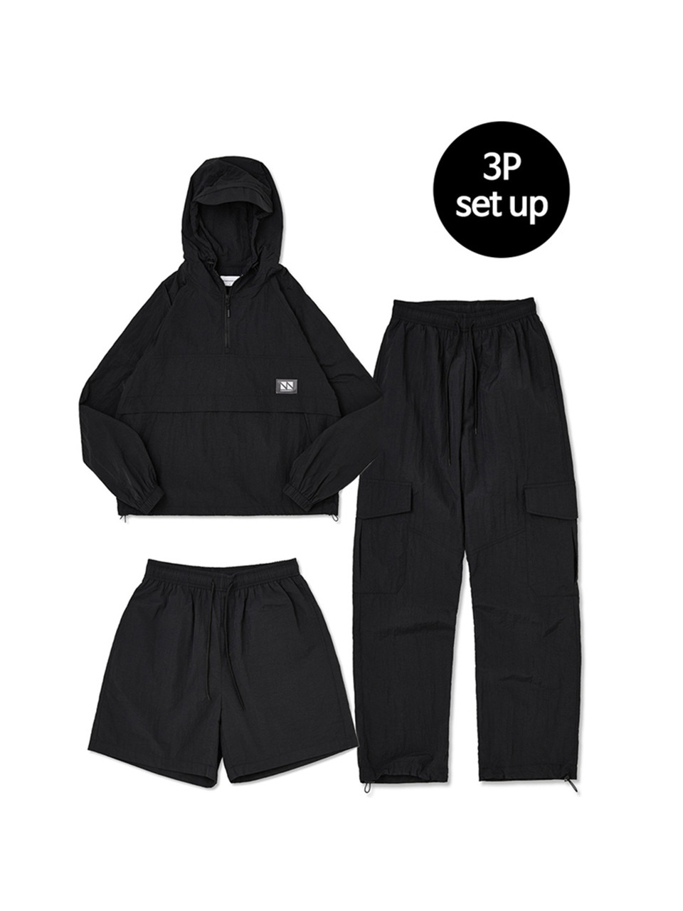 Hood Anorak 3-Piece Full Set Up (Черный) CSOs-003 [Унисекс]
