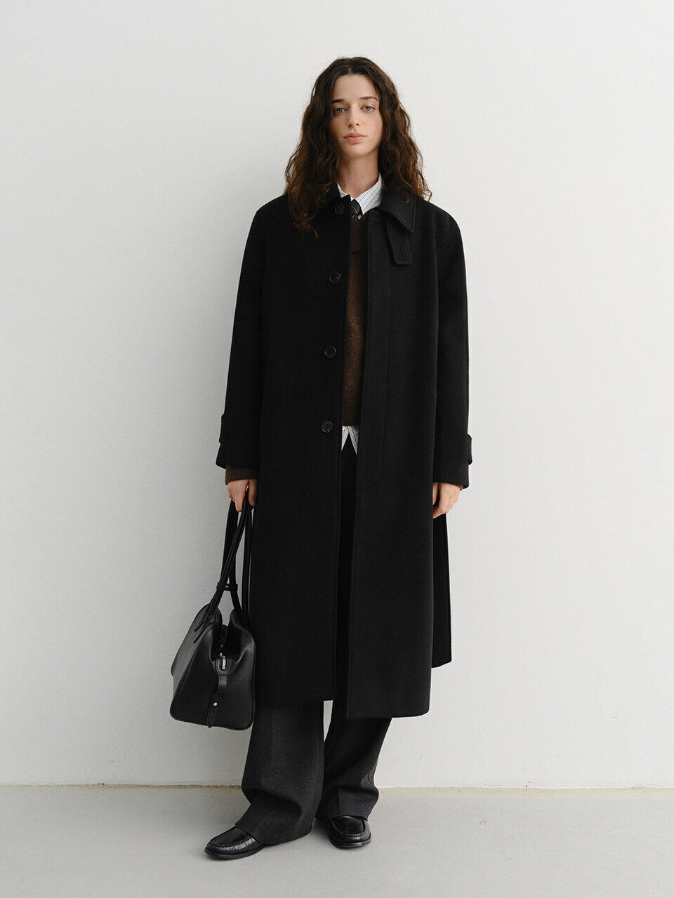 던스트]UNISEX BELTED CASHMERE MAC COAT BLACK_UDCO5D123BK