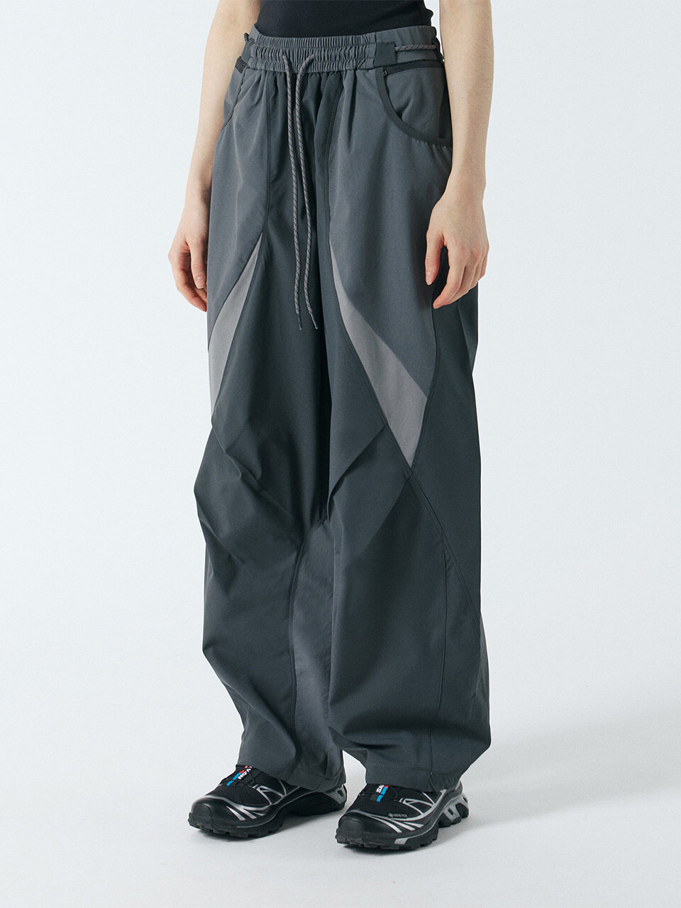 Унисекс S-TEX широкие брюки на резинке — Charcoal Gray