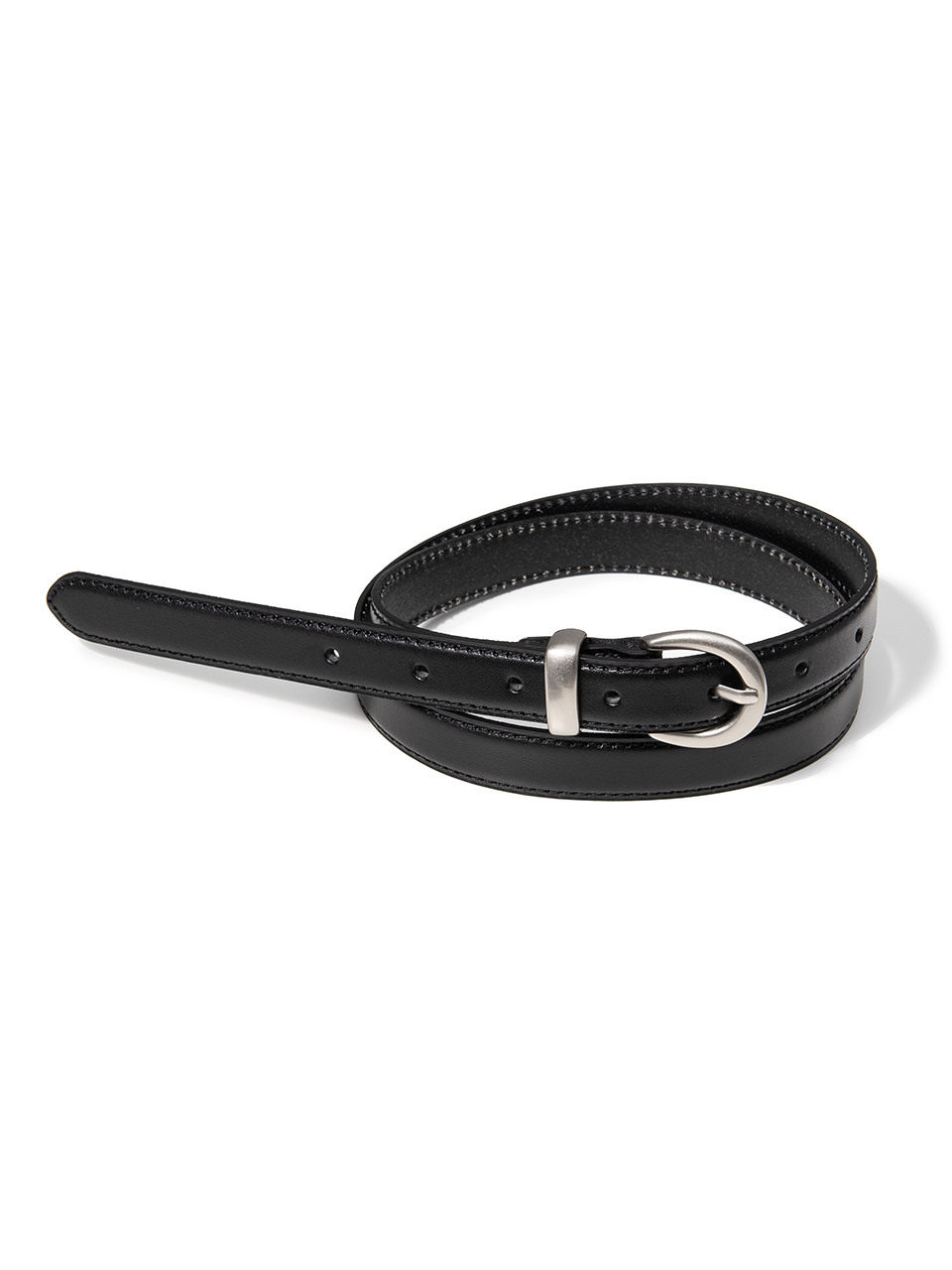 (W) simple western round cowhide leather Ремень (T013_black)