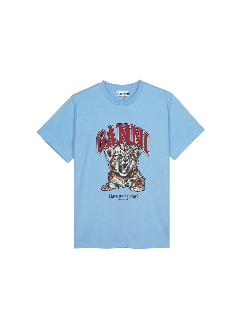Женская футболка GANNI Basic Jersey Tiger Relaxed Blue T4007-745