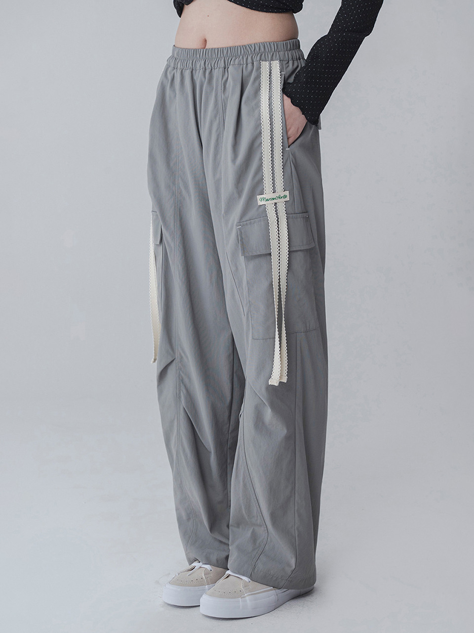 PINTUCK TAPING CARGO PANTS_GRAY