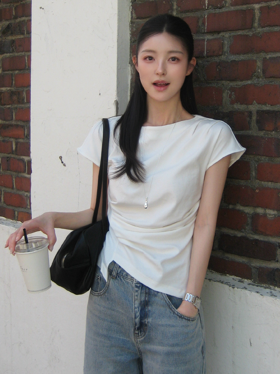 LOND WAIST TUCK T-Рубашка (Z-BL-4225)