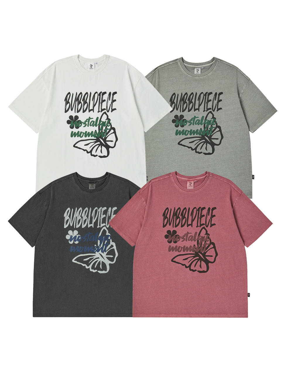 Bubblpiece butterfly pigment t-shirt 4colors