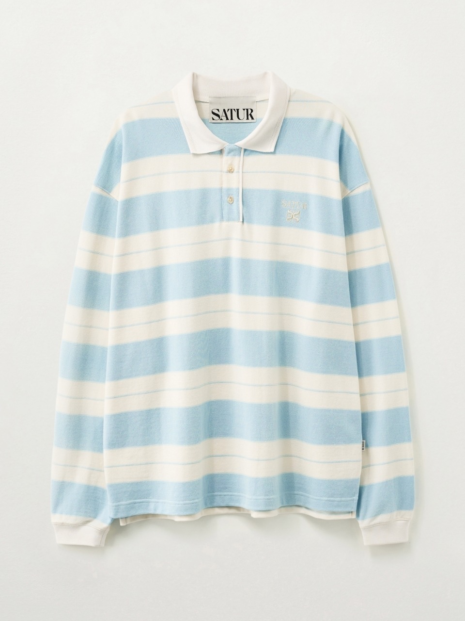 Лонгслив поло Apero Stripe, Sky Blue