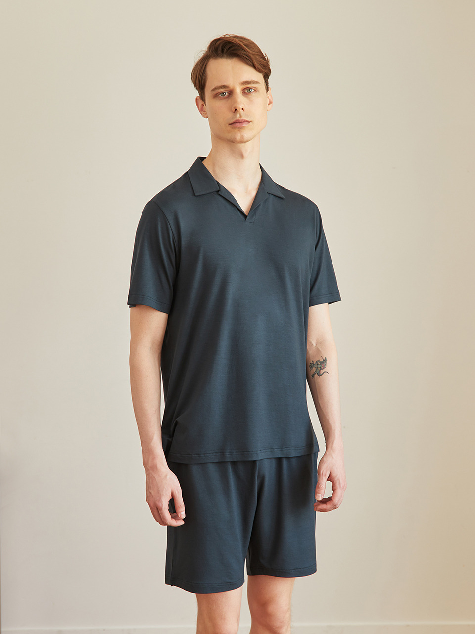 Мужской пижамный комплект с шортами - Dark Green