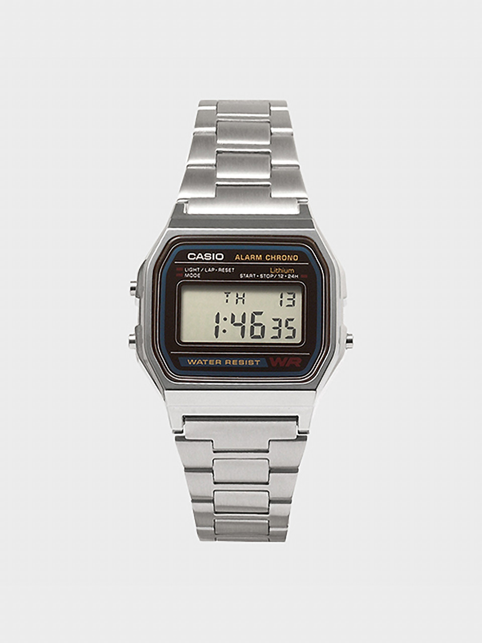 CASIO A158WA-1 винтажные цифровые часы унисекс на металлическом ремешке
