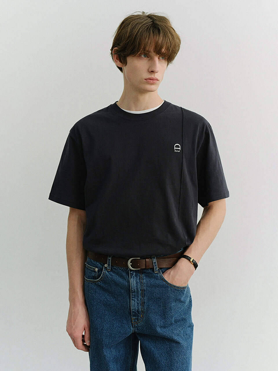 UNISEX LOGO CREASE T-SHIRT FRENCH NAVY_M_UDTS6A111N2
