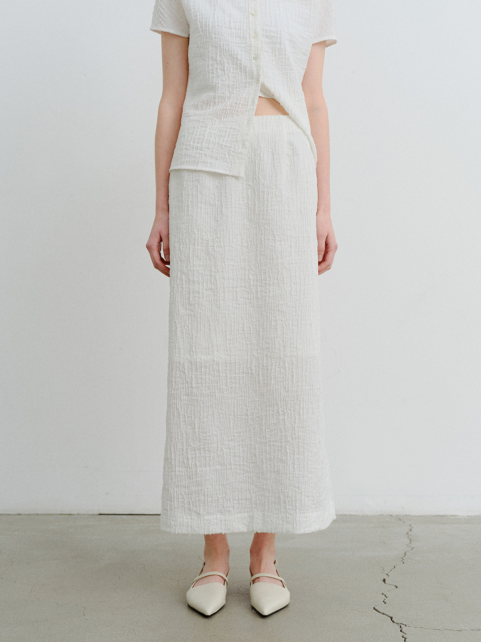 TVR JACQUARD STRETCH SKIRT 2COLORS