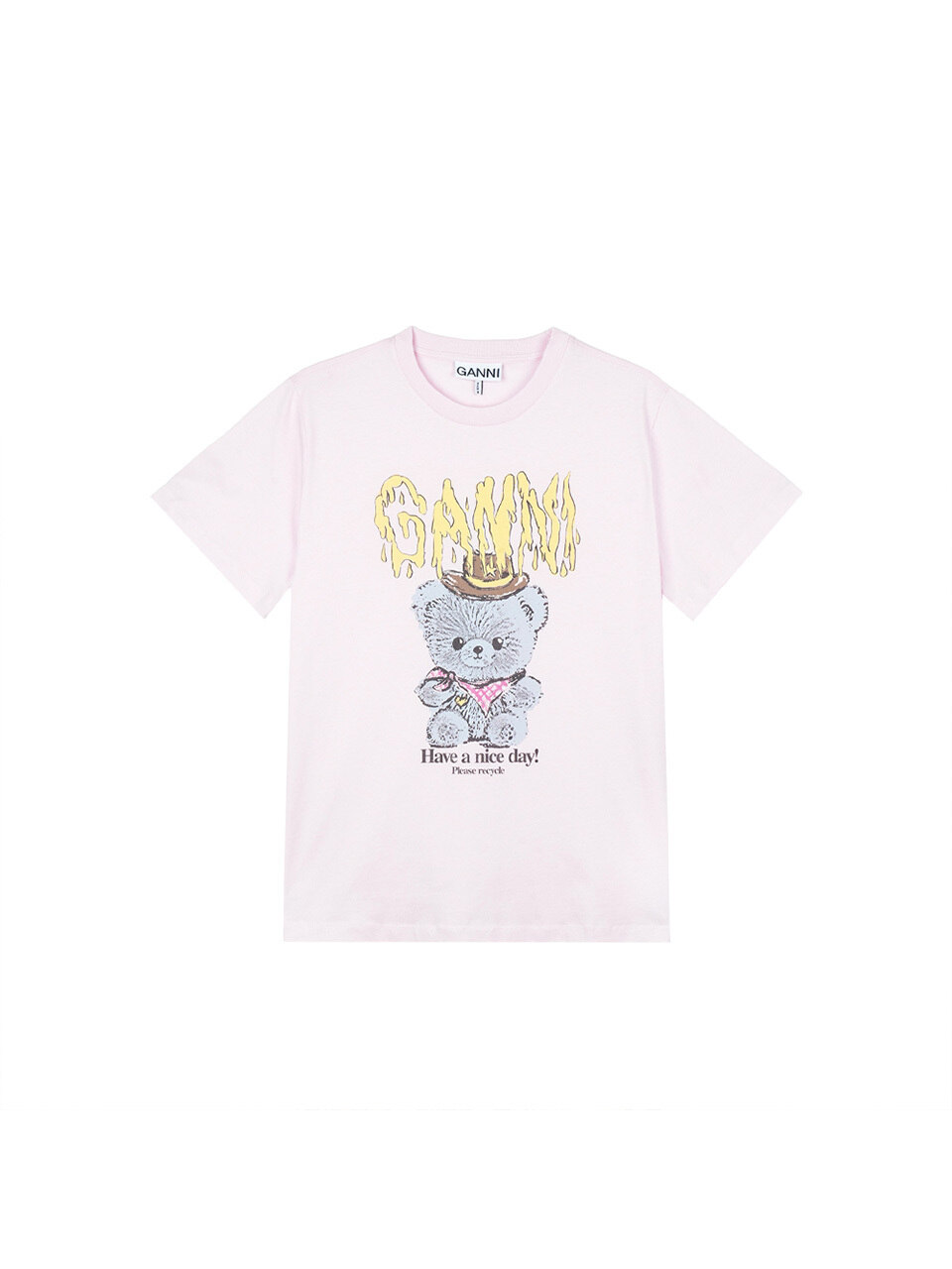 GANNI Женская футболка Basic Cotton Jersey Cowboy Bear Chalk Pink A1050074-868